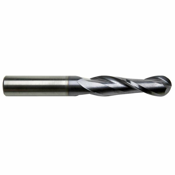 Gs Tooling 1/8" Diameter x 1/8" Shank 2-Flute Long Length Ball Nose Yellow Series Carbide End Mills 102780